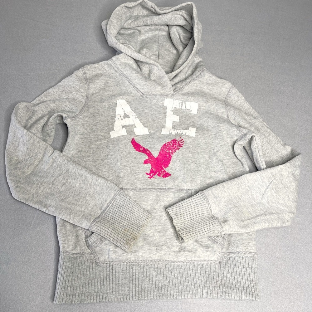 American Eagle‎ Hoodie Sweatshirt Light Gray Pink